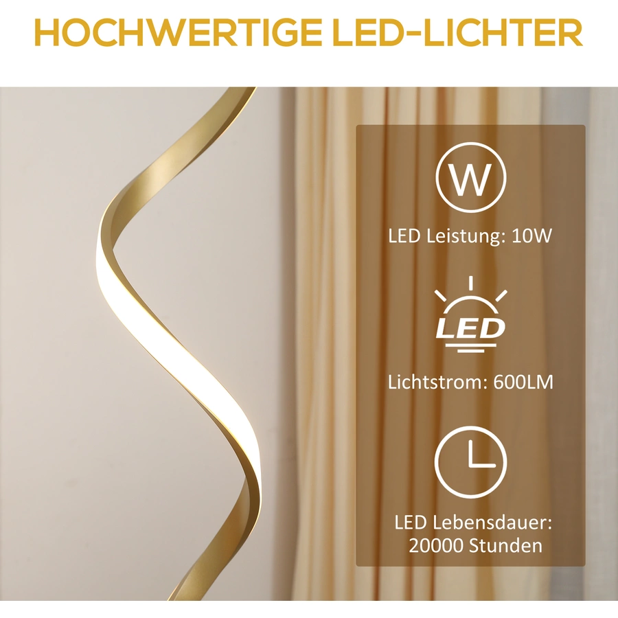 HOMCOM Stehleuchte mit Fußschalter gold