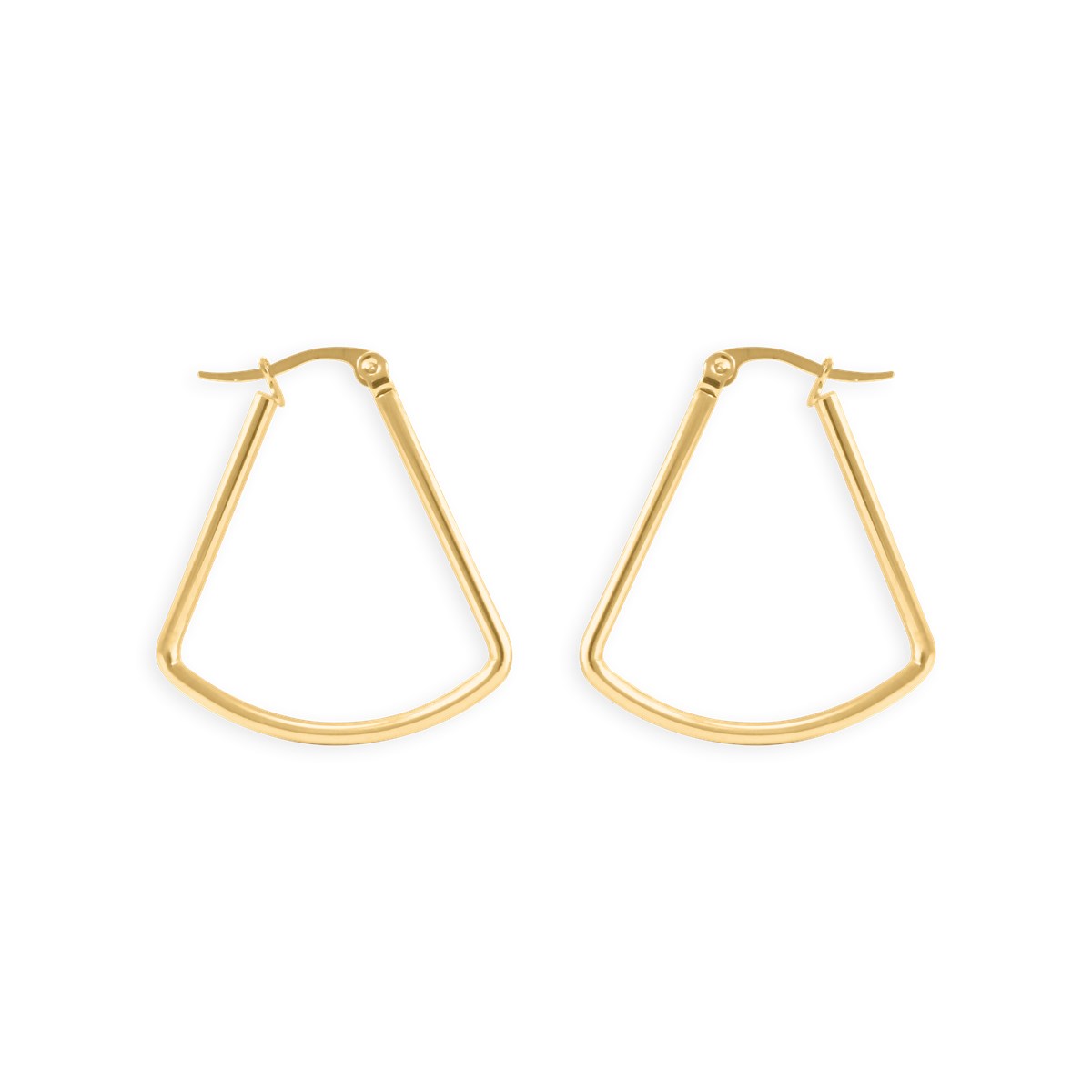 Boucles d'oreilles créoles triangulaires en acier plaqué jaune