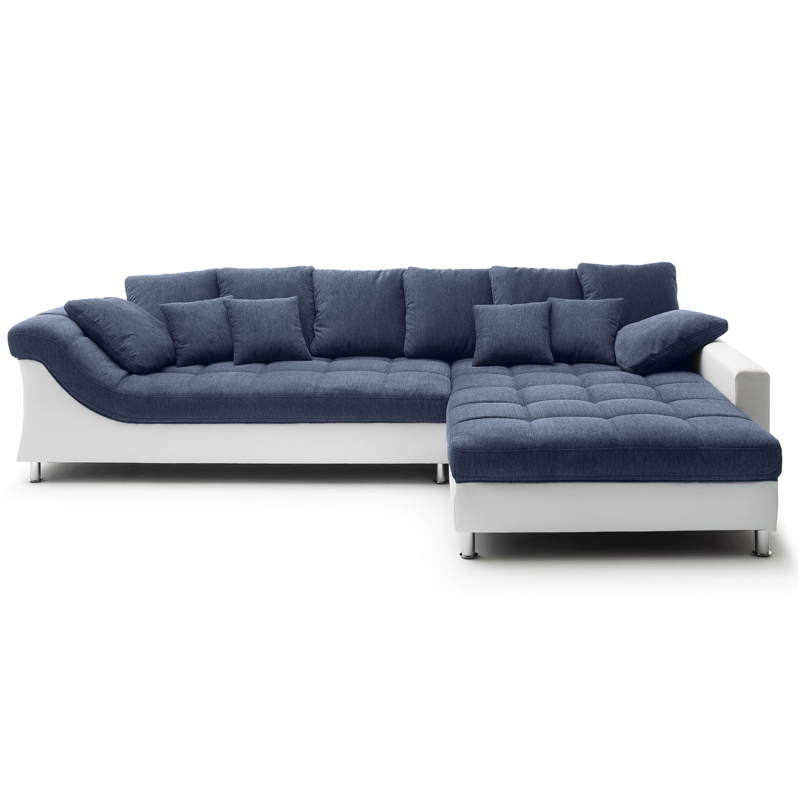 Ecksofa - blau-weiß - beidseitig montierbar