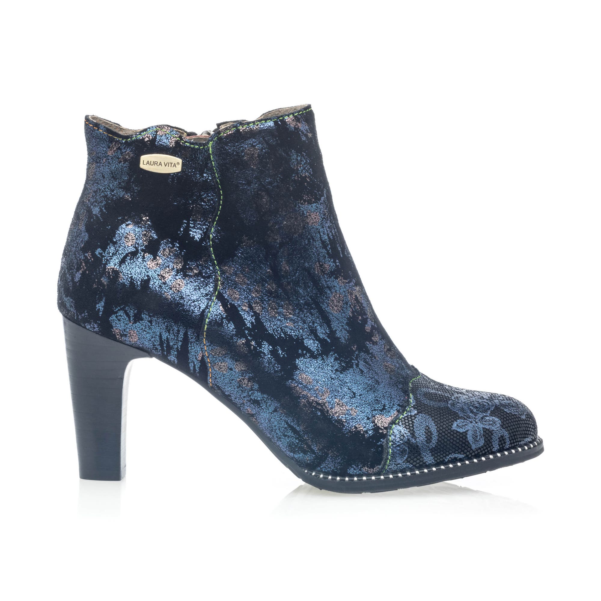 Bottines à talon Femme en cuir bleu marine
