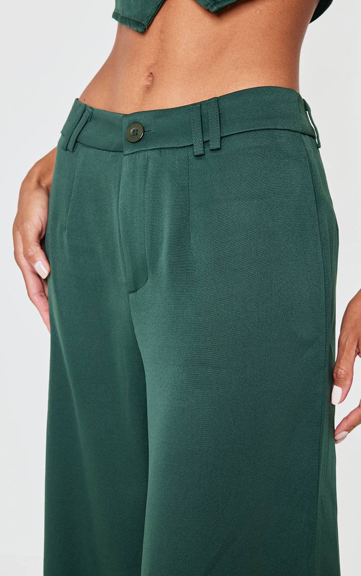 Vert Foncé Pantalon De Costume Tissé À Double Passant De Ceinture