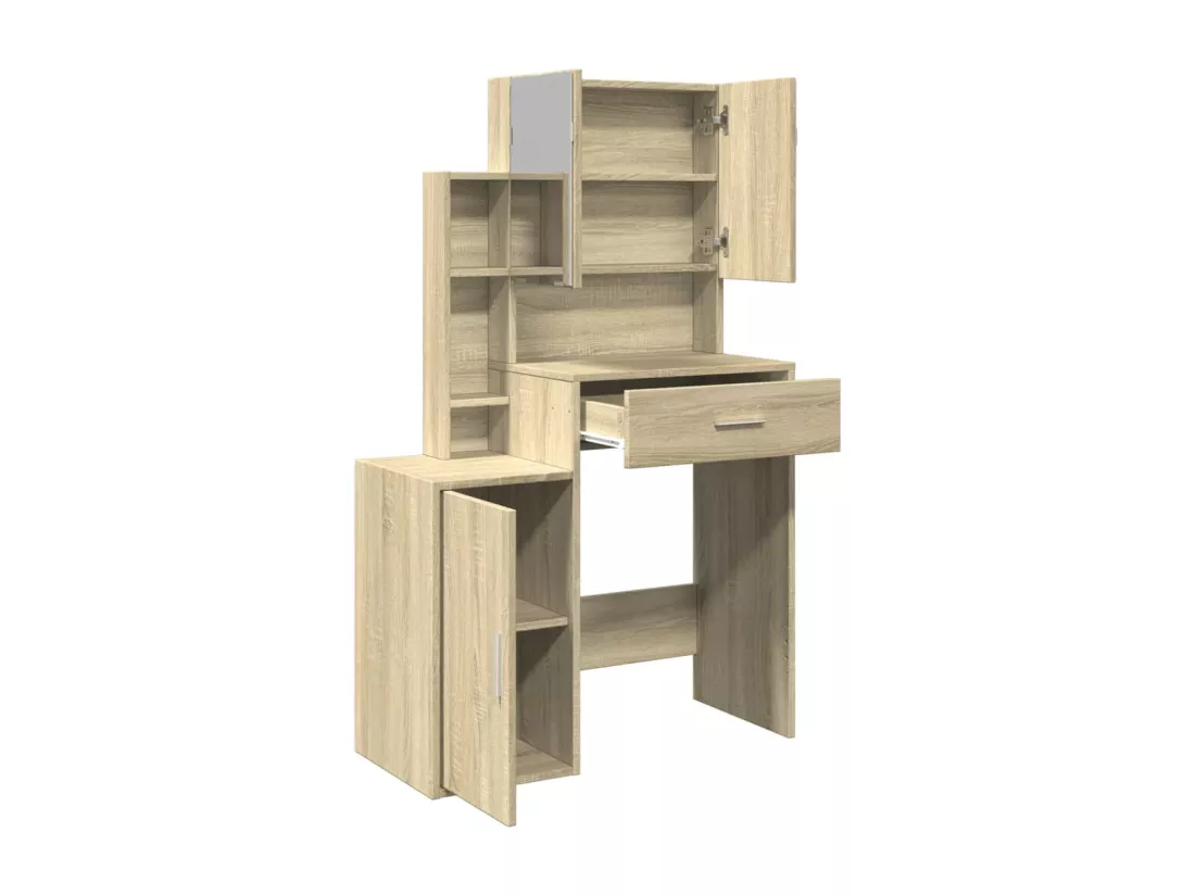 Coiffeuse avec armoire chêne sonoma 80x35x132 cm