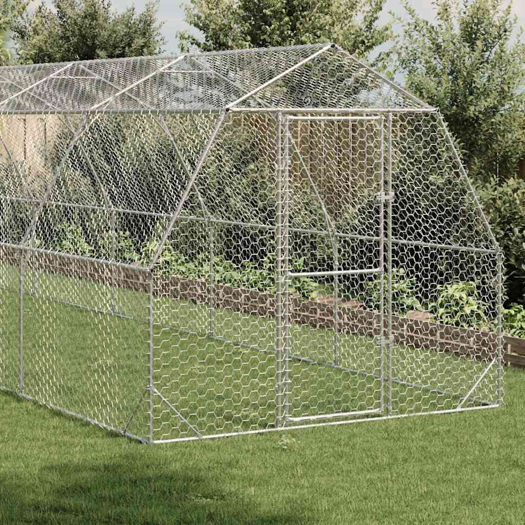 vidaXL Kippenhok 2,5x10x2,25 m gegalvaniseerd staal
