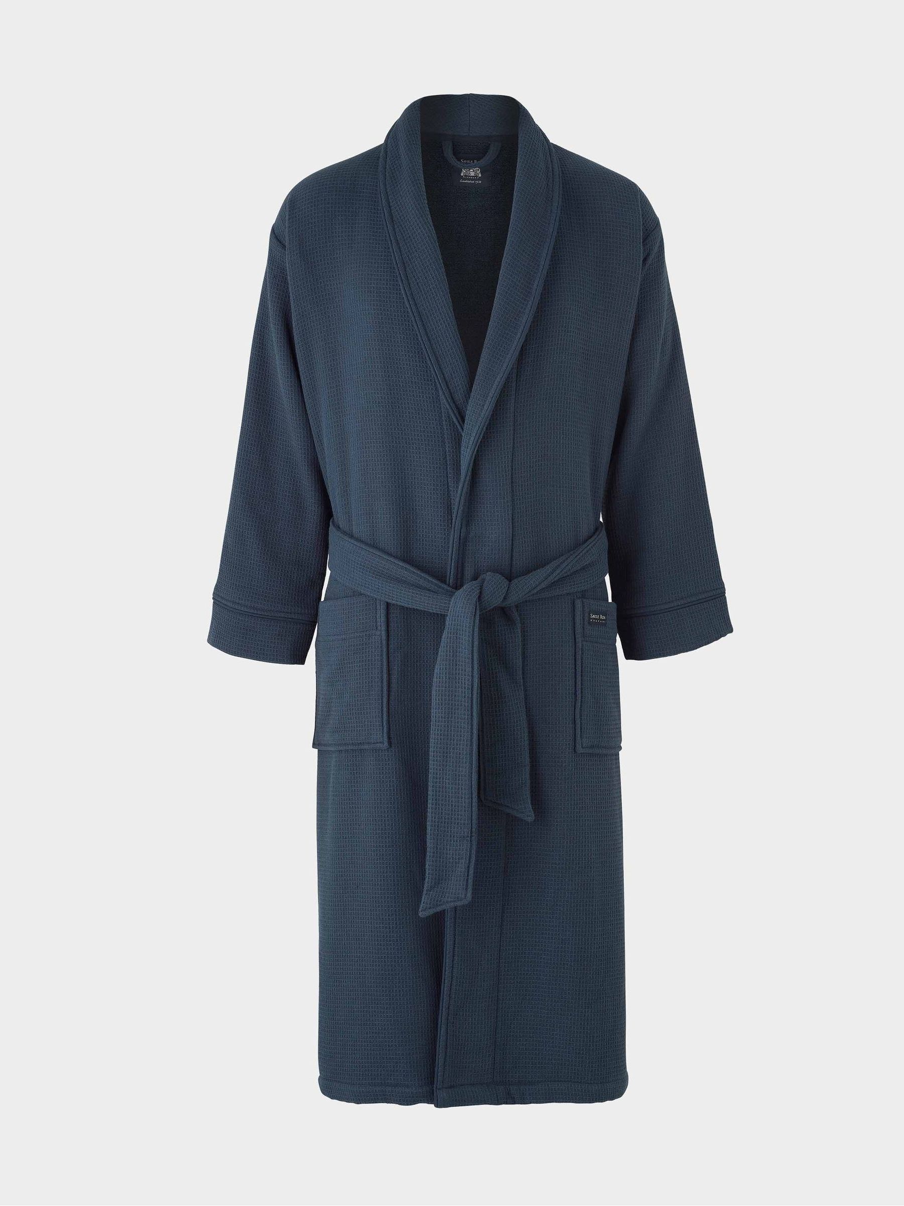 Blauw - Savile Row Company 100% Cotton Waffle Dressing Gown With Terry Lining