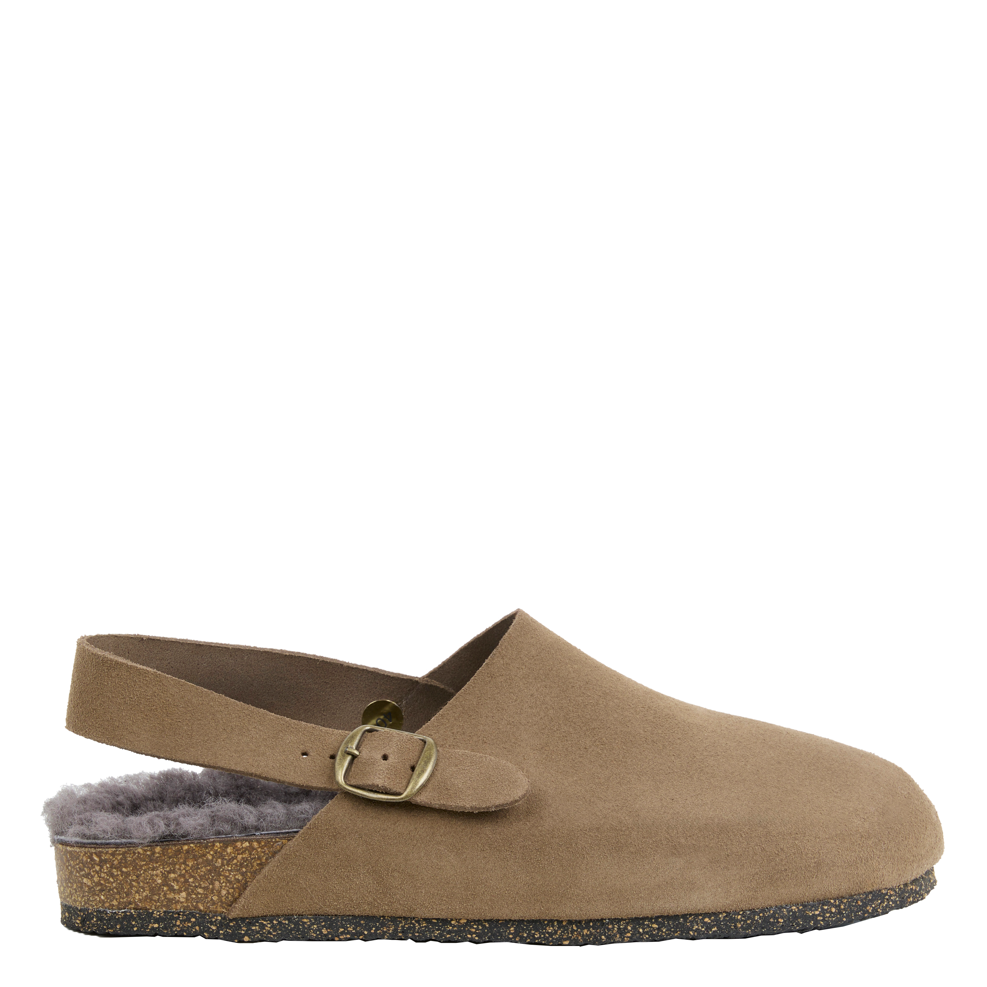 LEE - Sabots plats en cuir velours | Beige