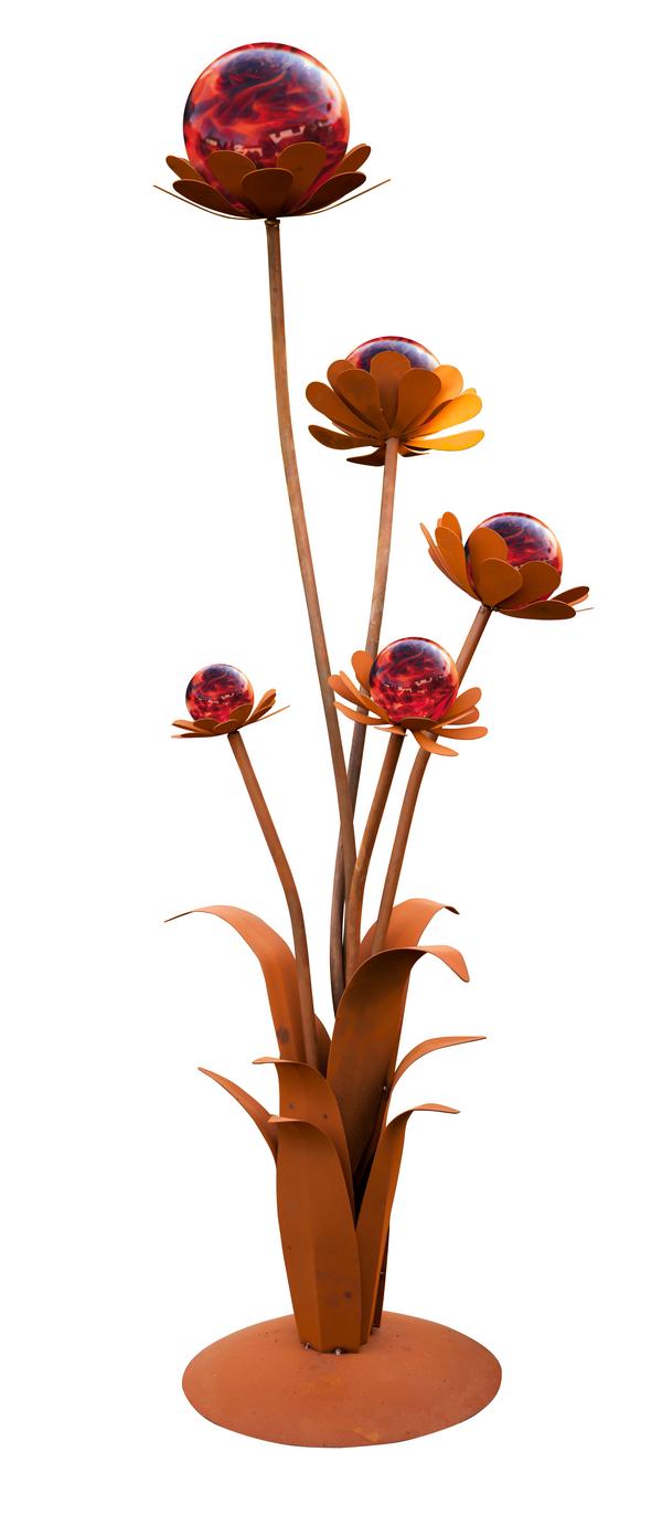 Ferrum Metall-Blumenzauber mit Glaskugeln, ca.