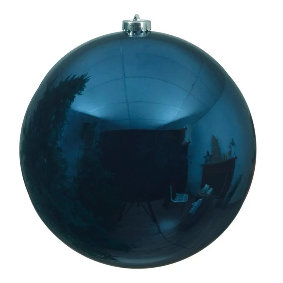 Decoris Kerstbal - donkerblauw - groot - kunststof - 20 cm