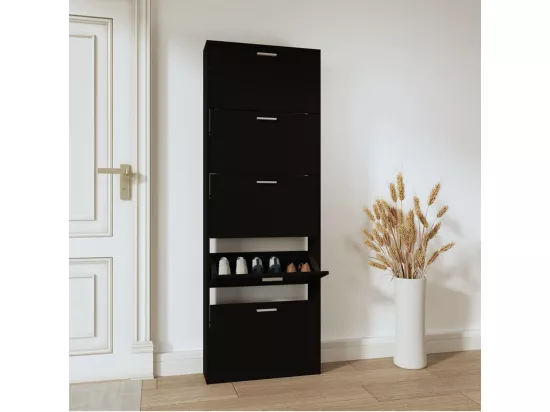 Armoire à chaussures Noir 59x17x169 cm Bois d'ingénierie