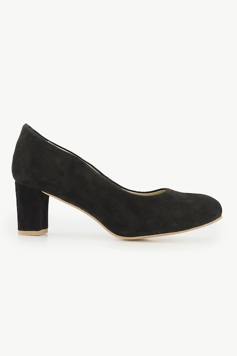 Leder-Pumps, Veloursleder, Wellenschnitt, Weite H