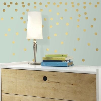 RoomMates Wallstickers Gold Confetti Dots