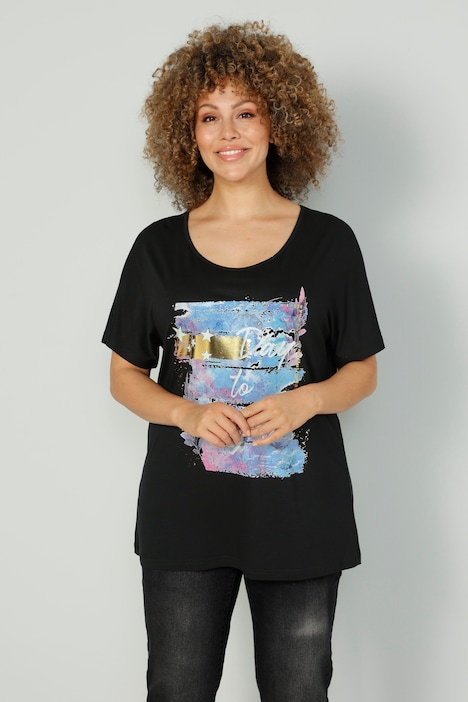 T-Shirt, großer Druck, Halbarm