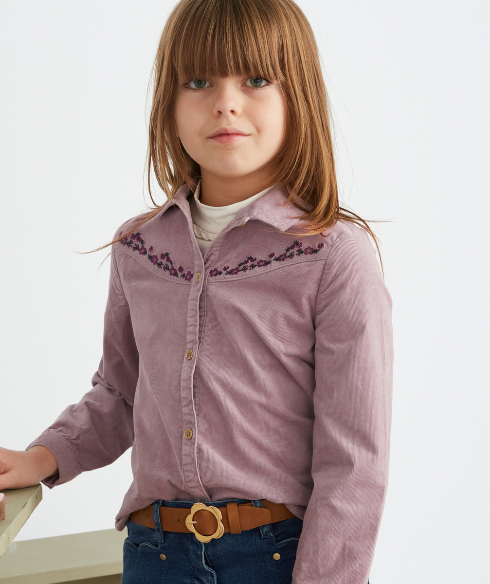 CHEMISE EN VELOURS CÔTELÉ VIOLETTE FILLE