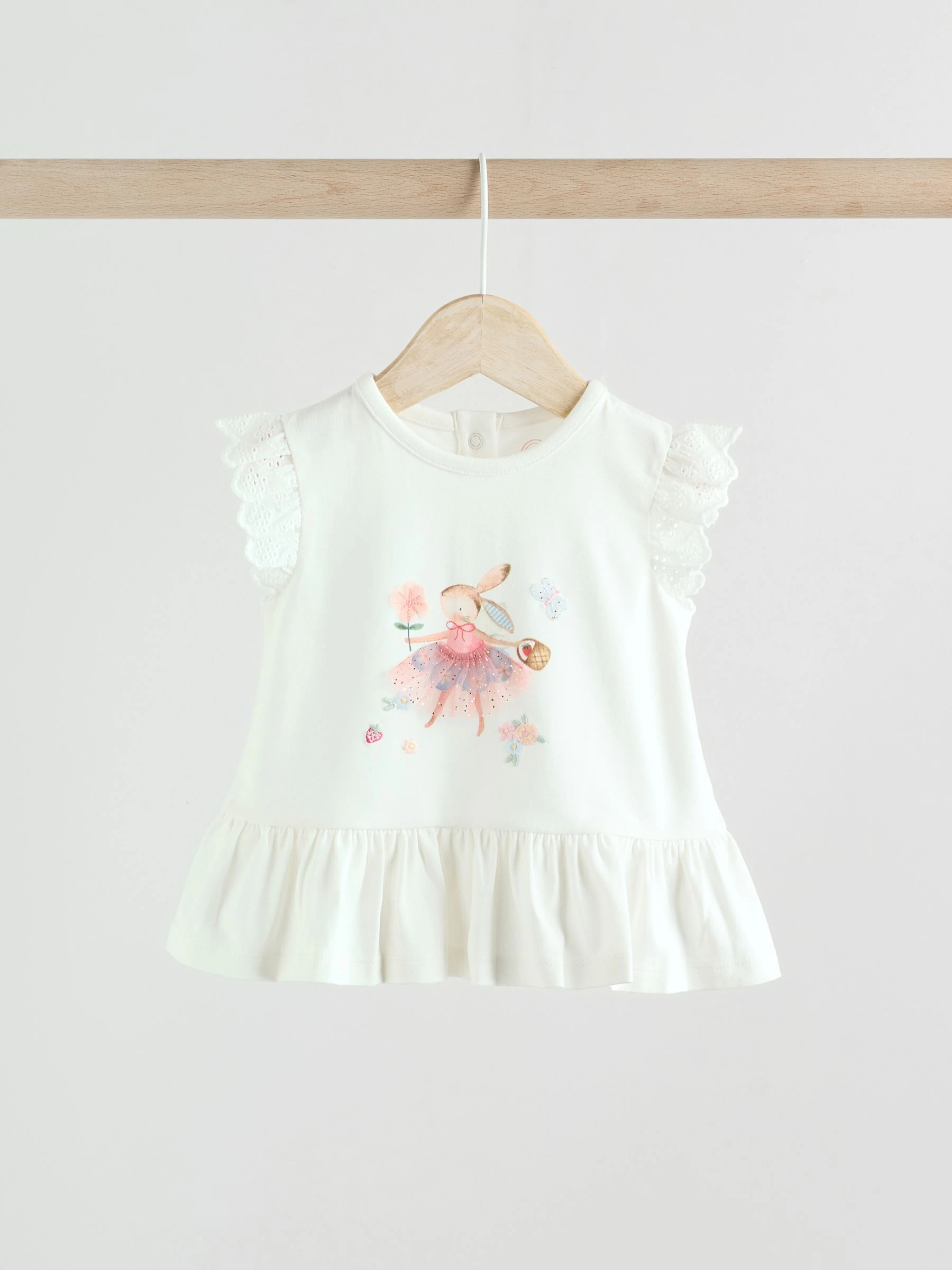 Roze/witte feeënmuis - Baby 2 -delig set van top met korte mouwen en Leggings (0mnd -2jr)