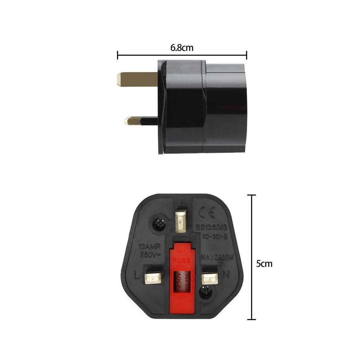4x Socket Adapter Travel Converter (uk type g til eu)