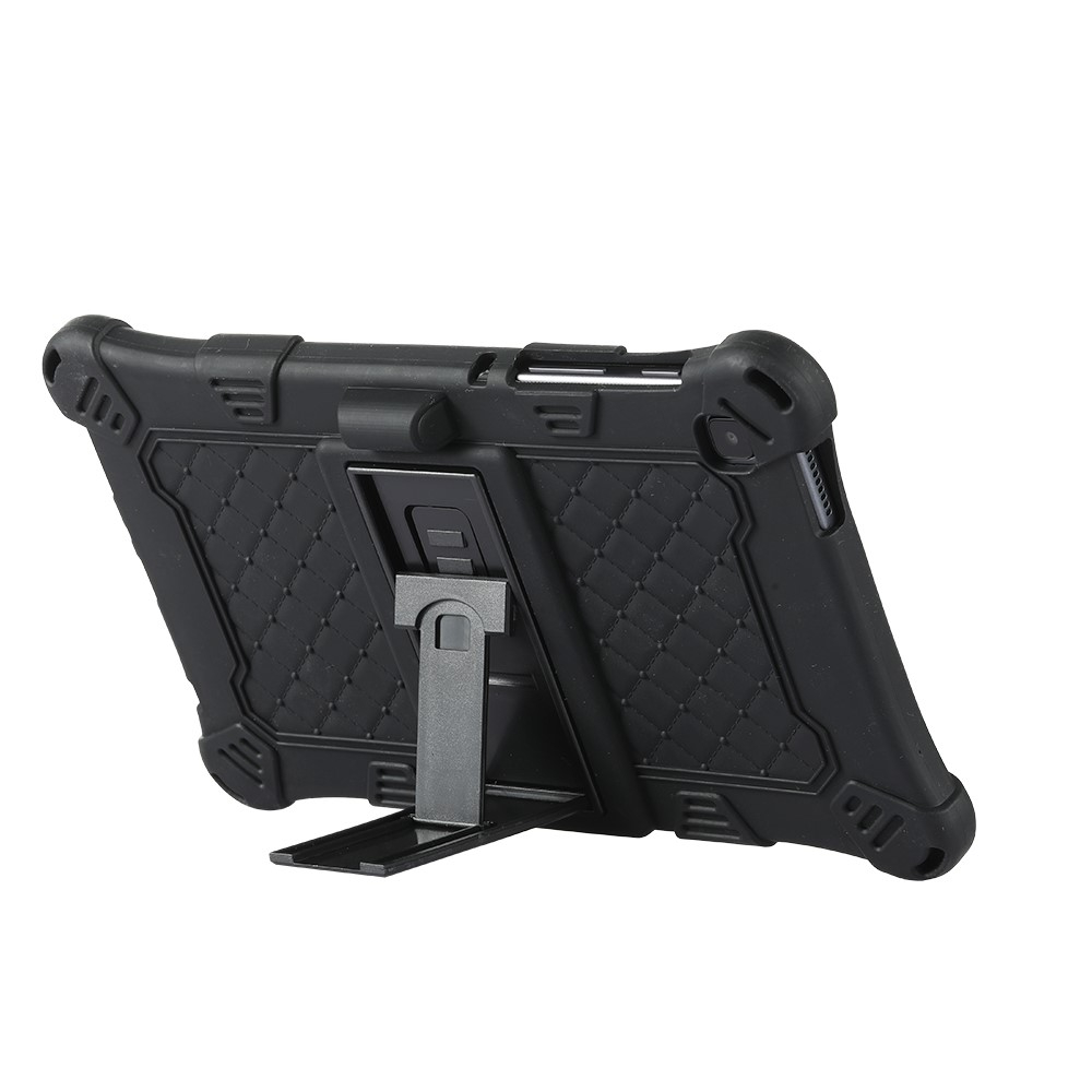 Samsung Galaxy Tab A7 Lite Outdoor Silikon Case Hülle Air Cushion mit Kickstand   Schultergurt - Schwarz