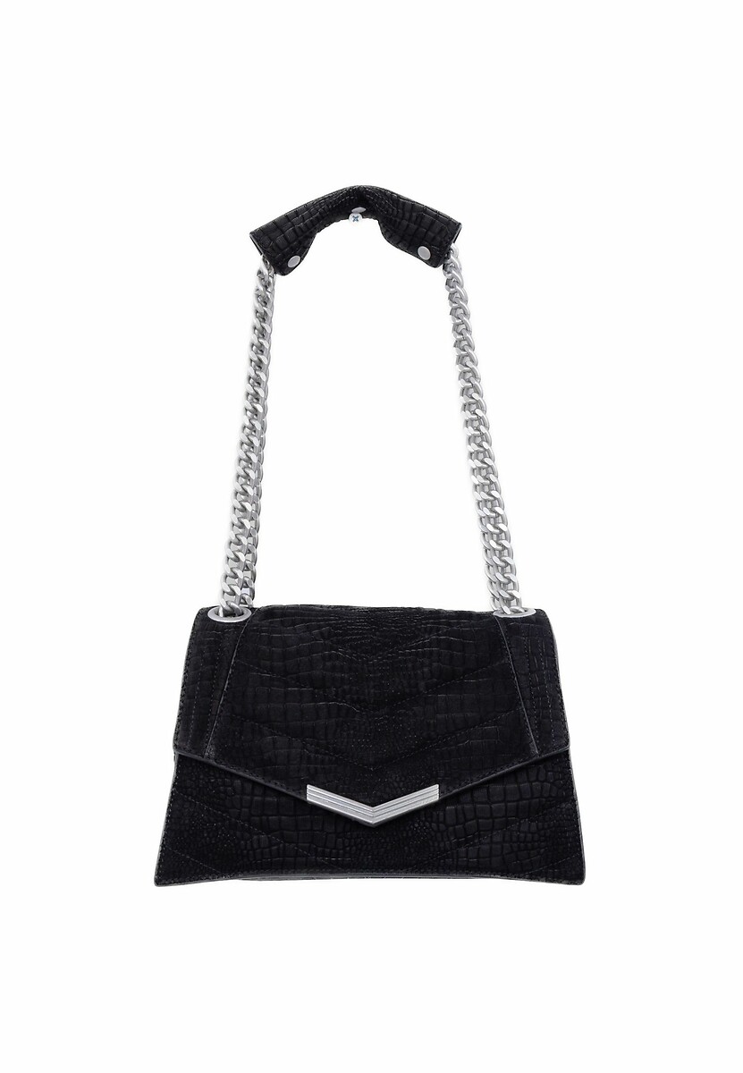 Bolsa IKKS THE 1. ANIMALS em couro com estampa de crocodilo, tamanho M.