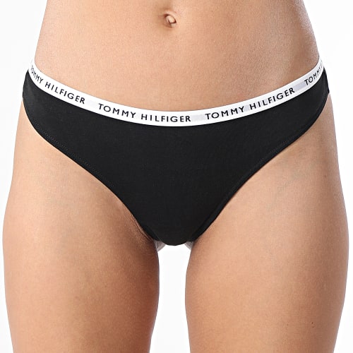 Lot De 3 Strings Femme 2829 Noir Blanc Gris Chiné