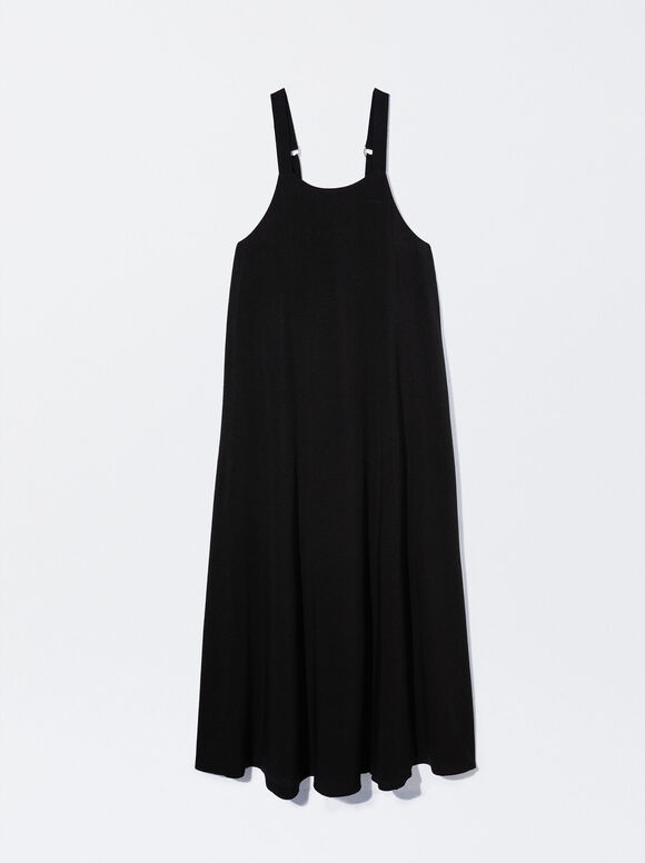 Vestido longo de alças finas - Preto