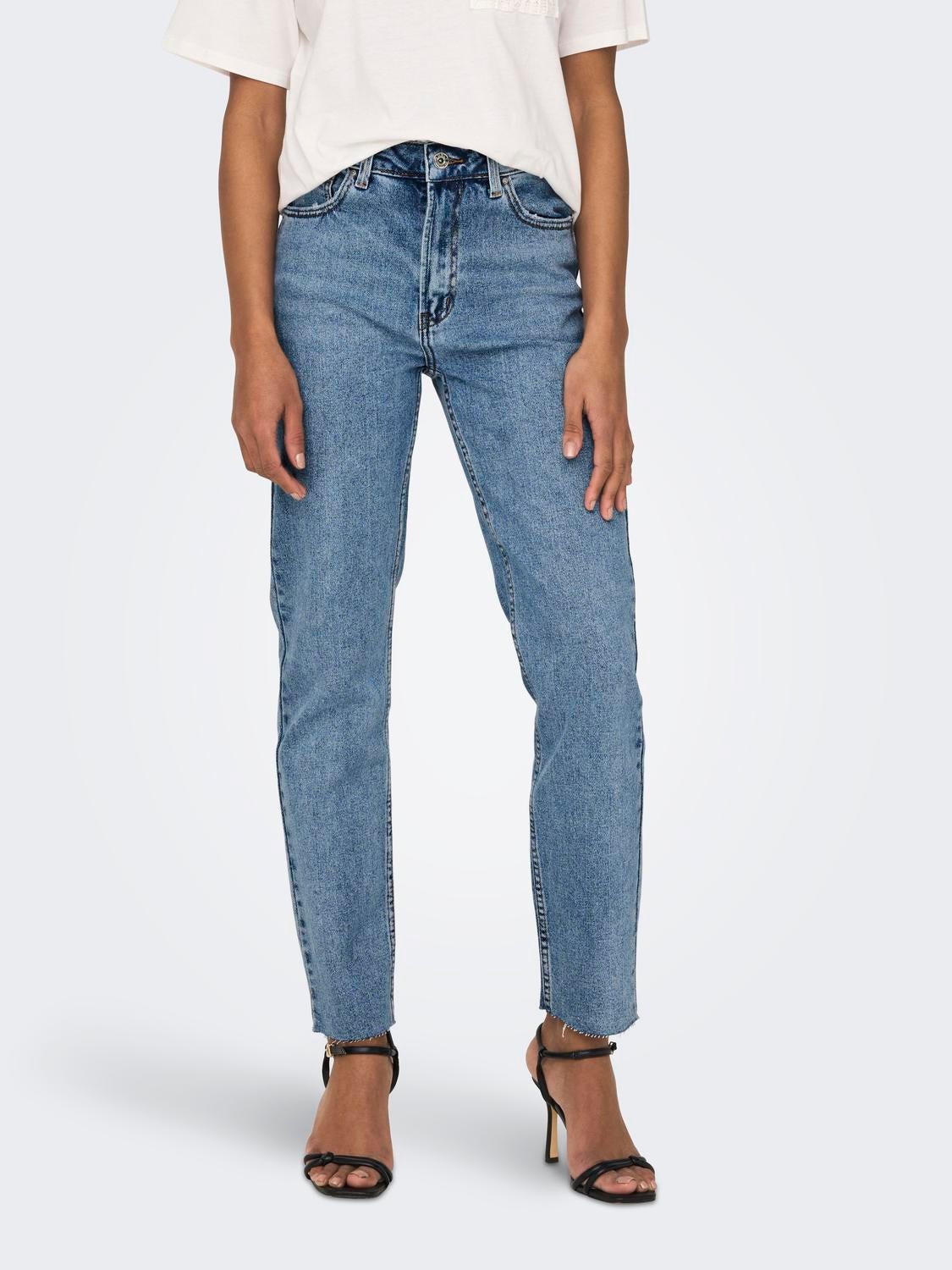 ONLEMILY Hohe Taille Gerade geschnitten Jeans Light Blue Denim