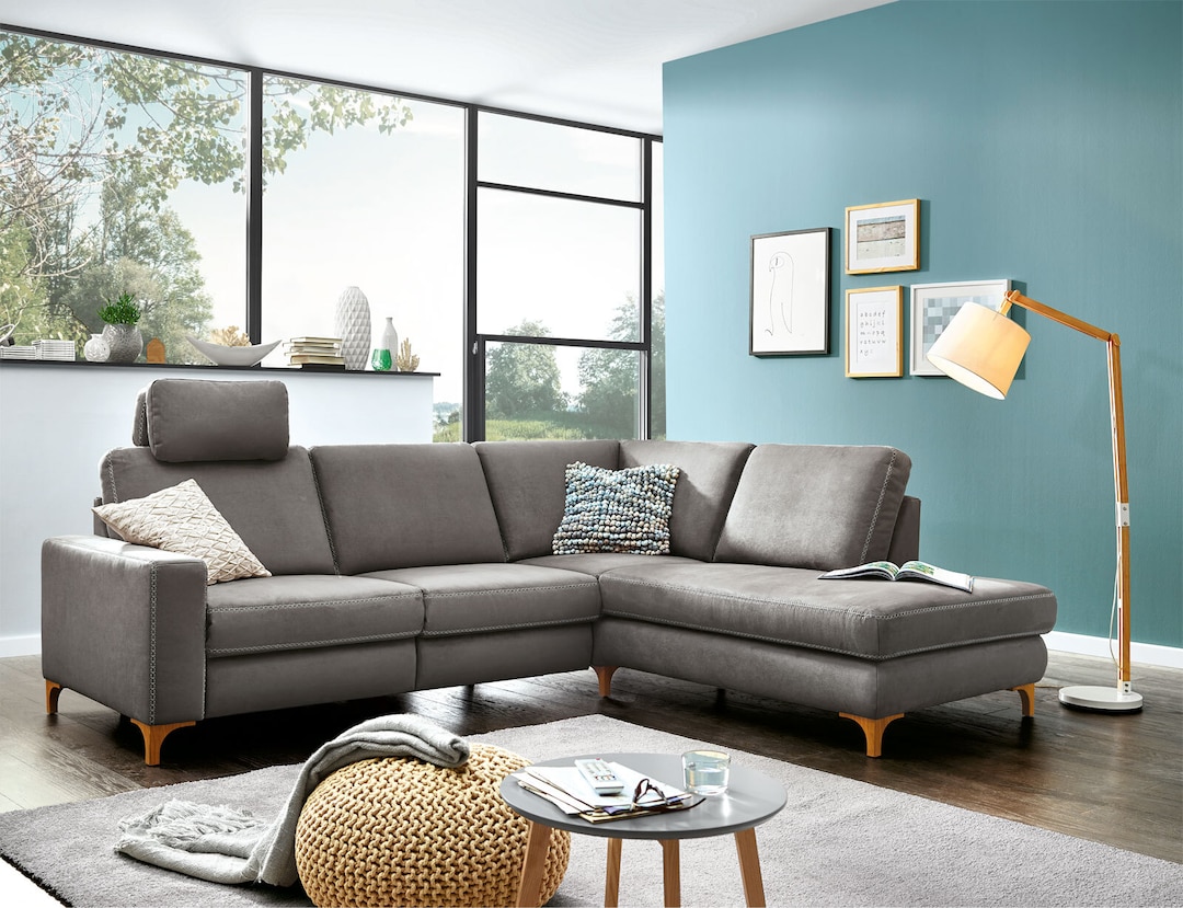 vito Ecksofa STEP PLUS 263 x 220 cm Stoffbezug fangobraun