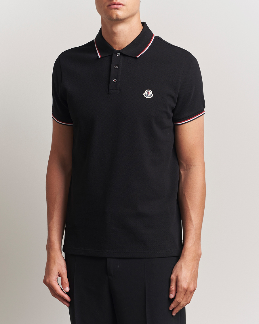 Moncler Contrast Rib Polo Black