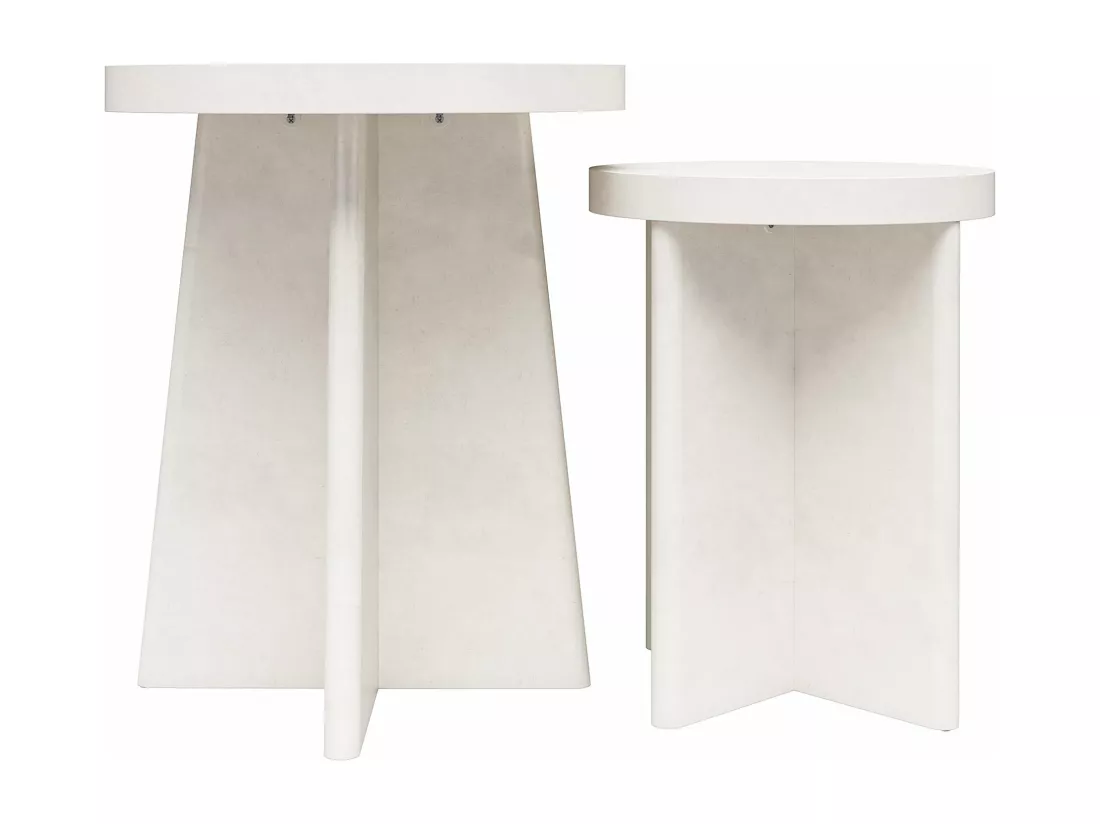Liam | Table d'appoint set de 2 en aspect plâtre crème