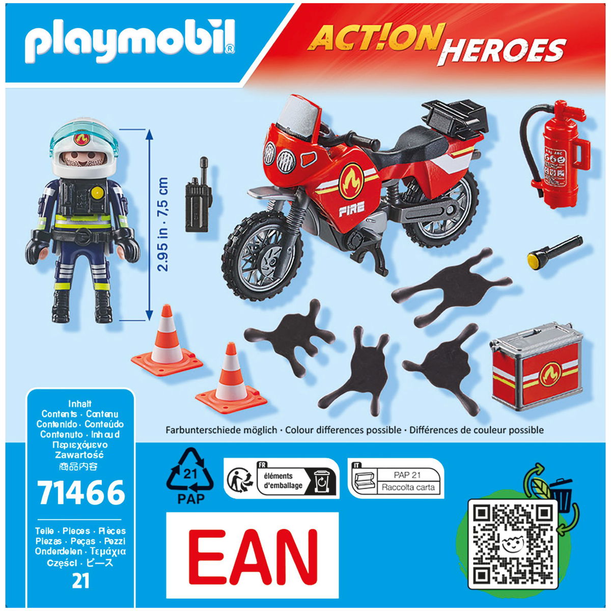 PLAYMOBILPLAYMOBIL   Action Heroes 71466 Feuerwehrmotorrad am Unfallort