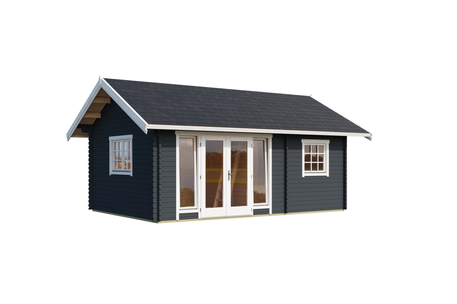 Gartenhaus CAROLINE 2.1 - carbongrau - Fichte massiv - 575x390 cm