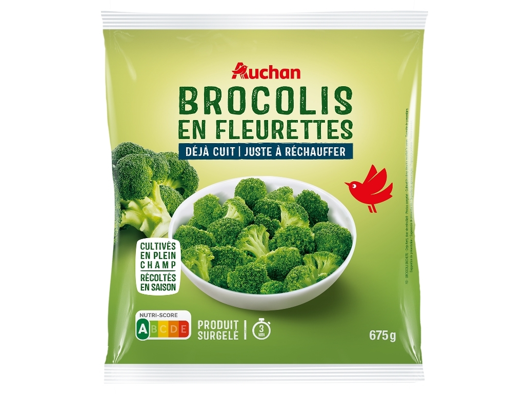 BRÓCULOS AUCHAN EM FLORETES COZIDOS 675G