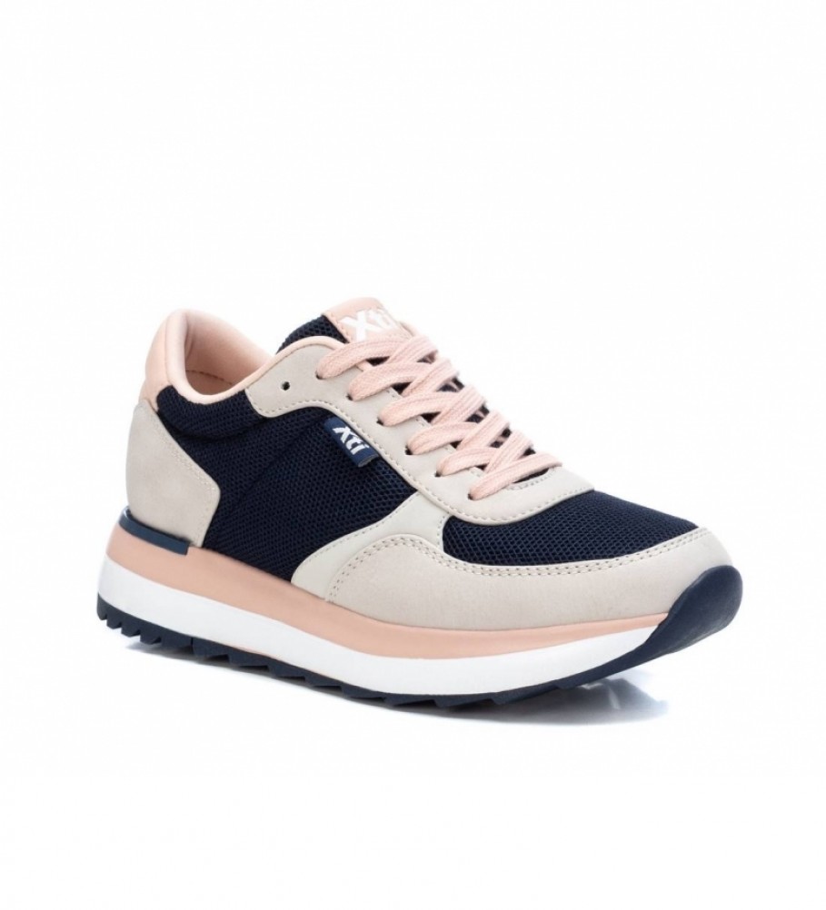 Tênis Xti 043436 bege, azul, rosa