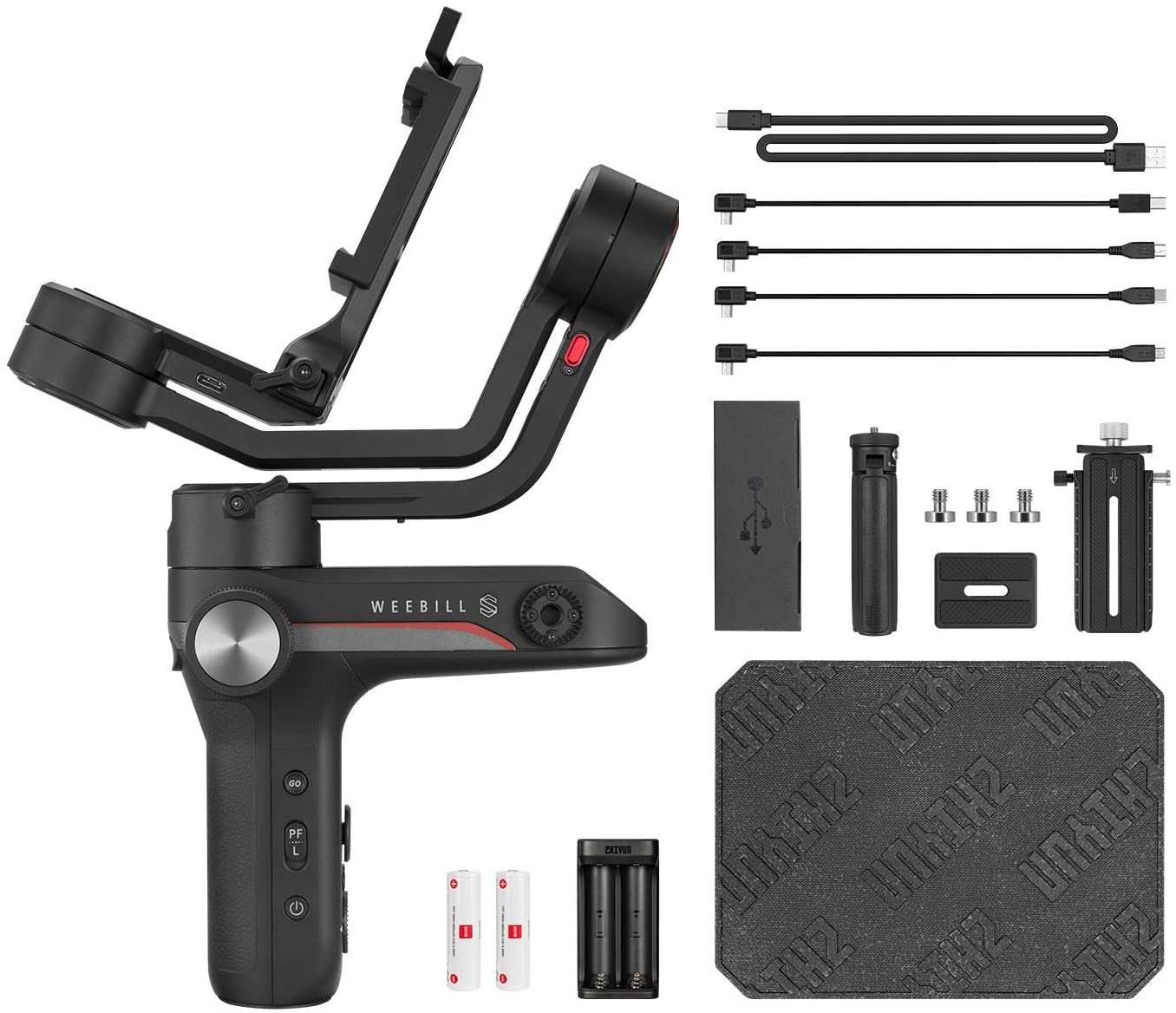 WEEBILL-S Alu Gimbal 3-Achsen Stabilisator Stativ Halterung für DSLR Kamera / Smartphone - Schwarz