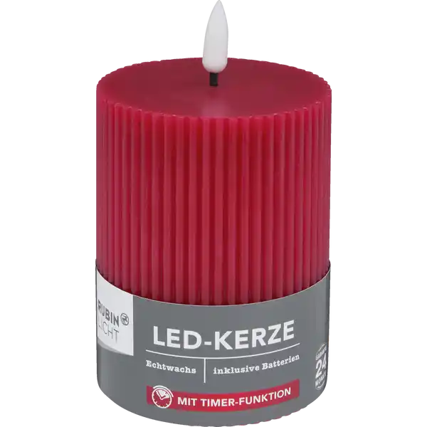 LED Kerze 3D Flamme Rillen 10 cm rot