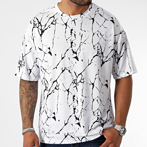 Tee Shirt Oversize Large Imprimé 2646 Marble Blanc