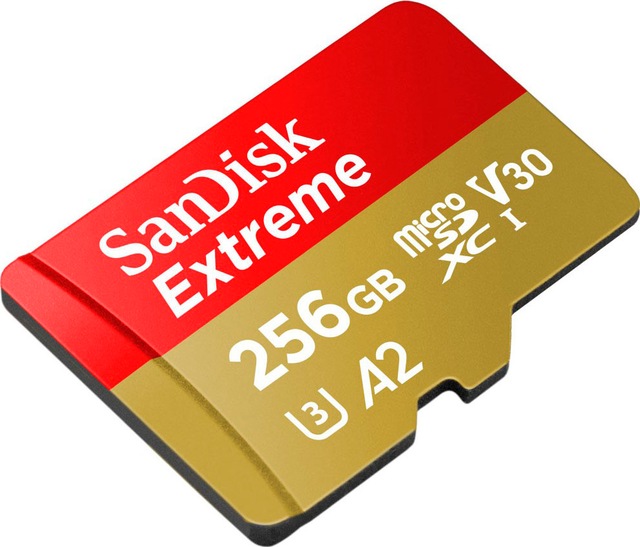 Sandisk Speicherkarte »Extreme® microSDXC™-UHS-I-Karte« (256 GB Video Speed Class 30 (V30)/UHS Speed Class 3 (U3) 190 MB/s Lesegeschwindigkeit)