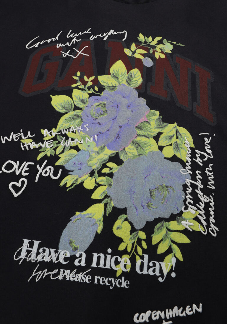 donkergrijze ganni t-shirt basic cotton jersey rose t-shirt