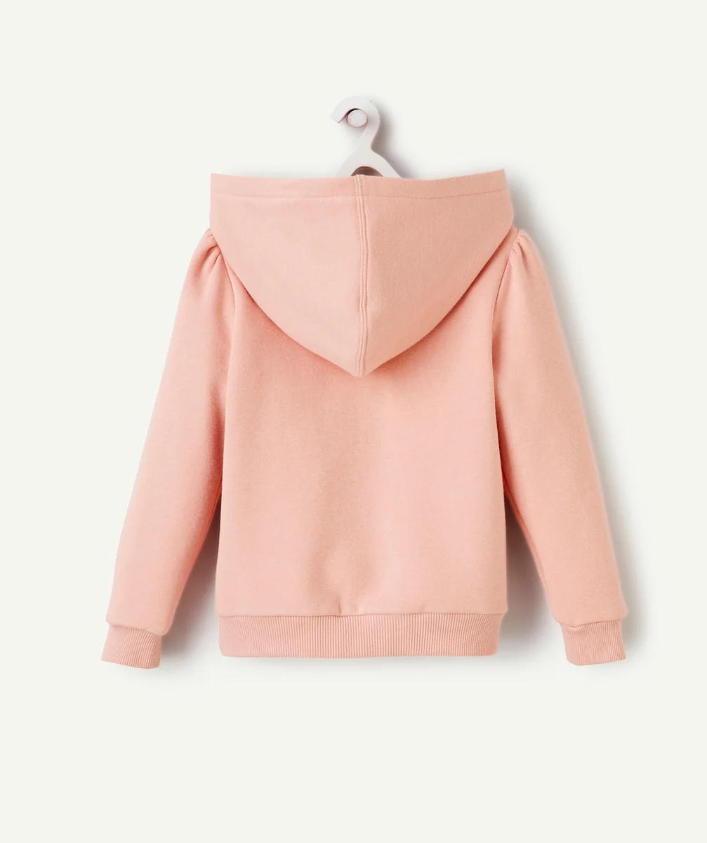 GILET ZIPPÉ À CAPUCHE FILLE EN FIBRES RECYCLÉES ROSE POUDRÉ
