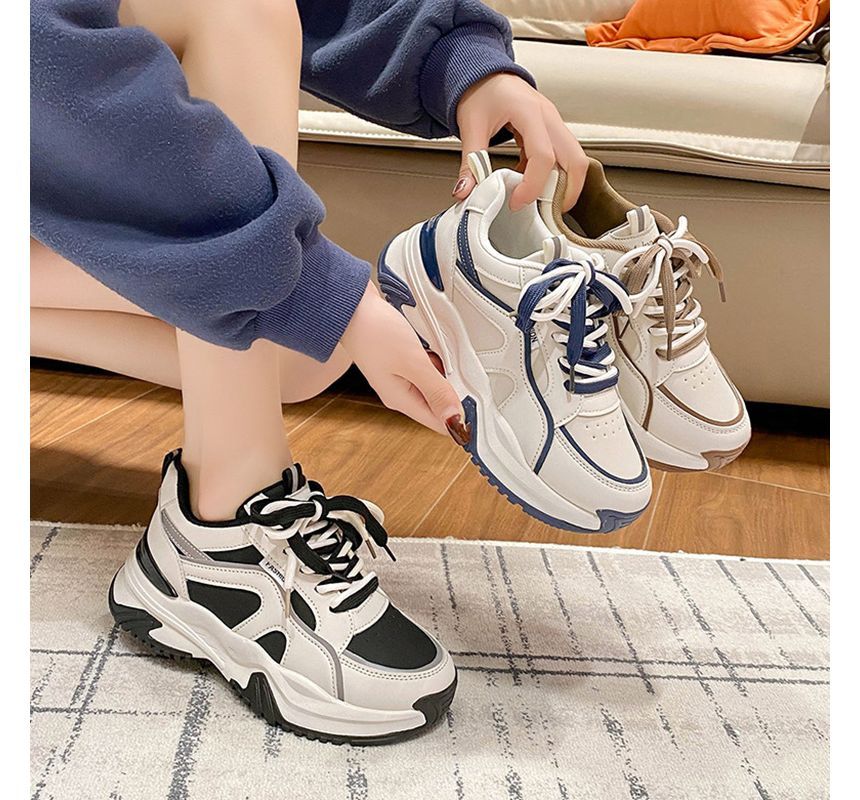 Inocha - Chunky sneakers van imitatieleer met kleurvlakken