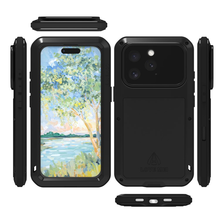 iPhone 16 Pro Silikon Metall Outdoor Case   Panzerfolie - Schwarz