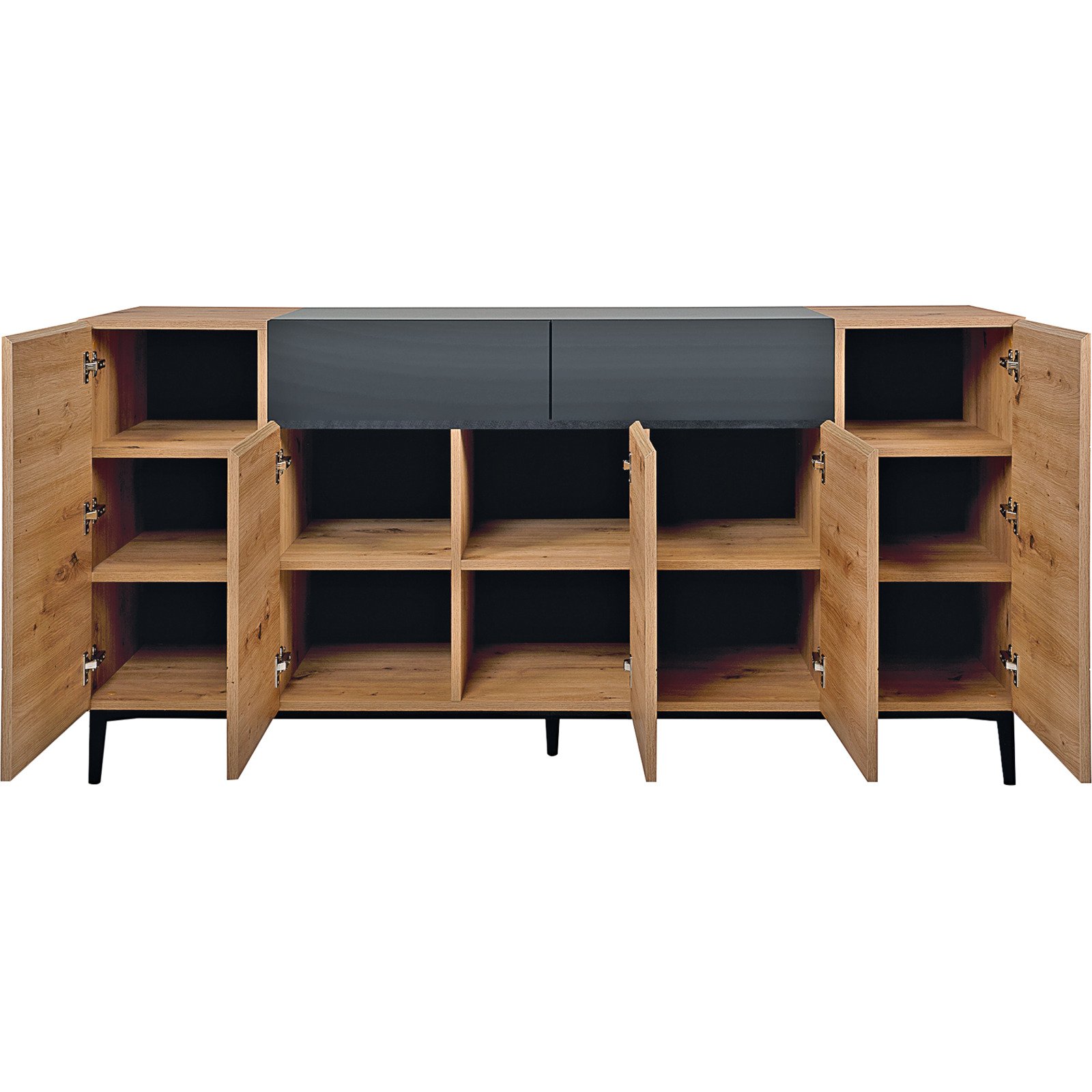 Sideboard Joe Dekor Eiche Artisan schwarz 180 x 90 x 42 cm