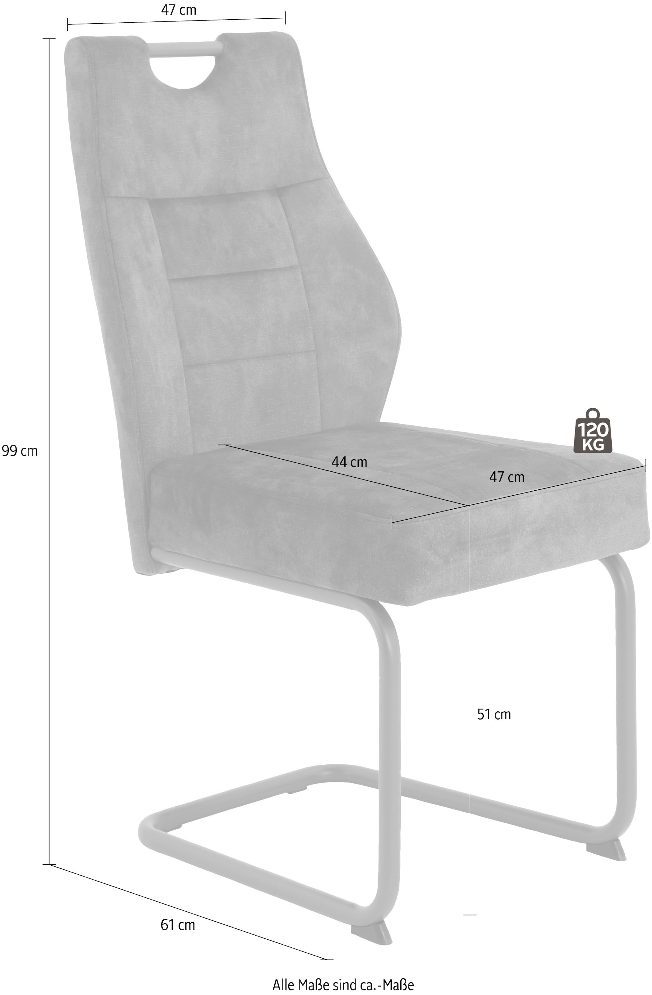HELA Esszimmerstuhl »Linda S Schwingstuhl BESTSELLER« (Set) 1 Stk.mit Taschenfederkern Sitz, mit 140KG belastbar, Freischwinger