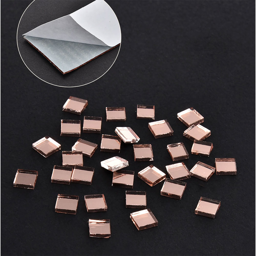 (1m/4cm) Deko Mosaik Spiegel Aufkleber DIY Party Sticker Disco Spiegelmatte - Roségold