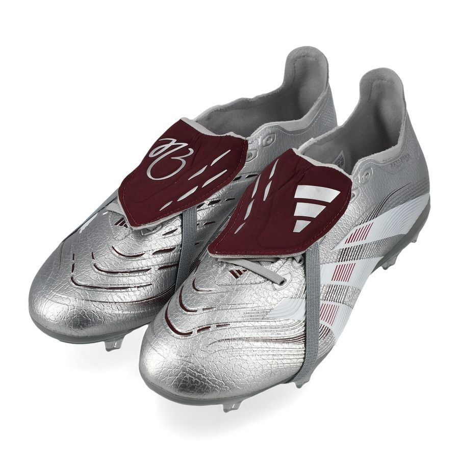 adidas Predator League Fold-over Tongue FG/AG Jude Bellingham Chrome Dream - Argenté/Legacy Burgundy/Bordeaux ÉDITION LIMITÉE