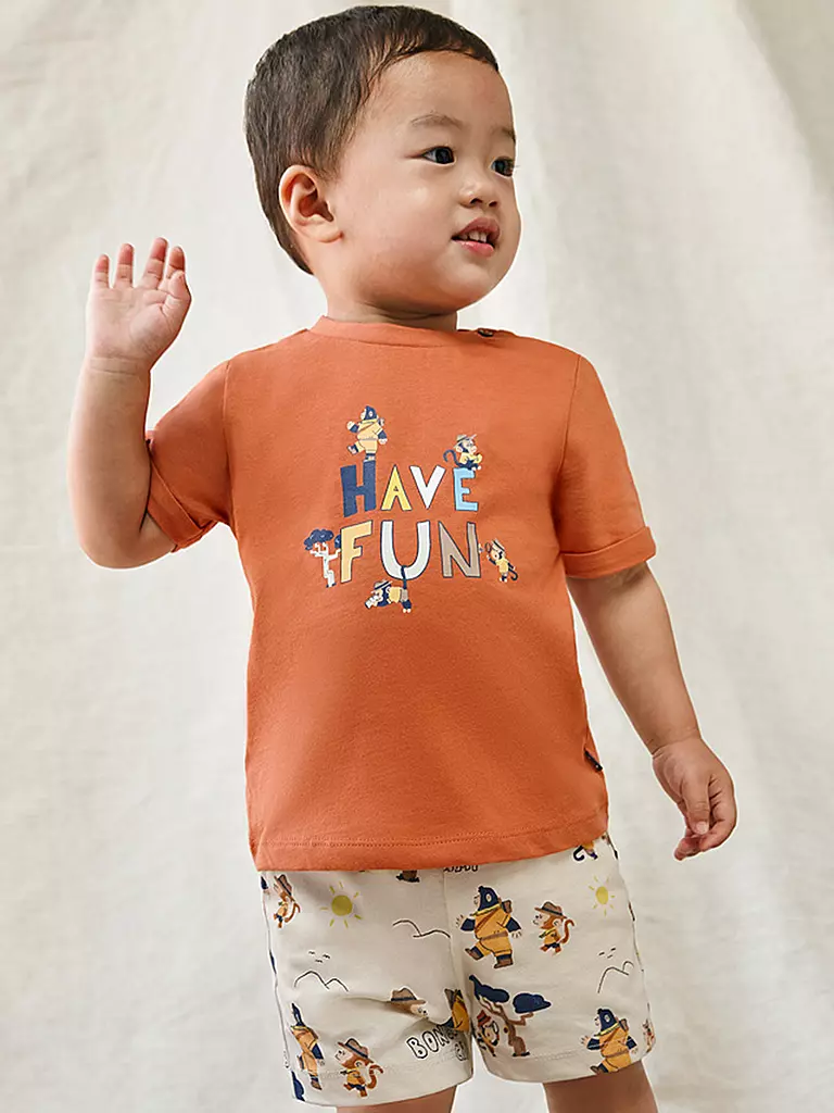 MAYORAL Baby Set 3-teilig T-Shirt, Shorts, Kappe  orange