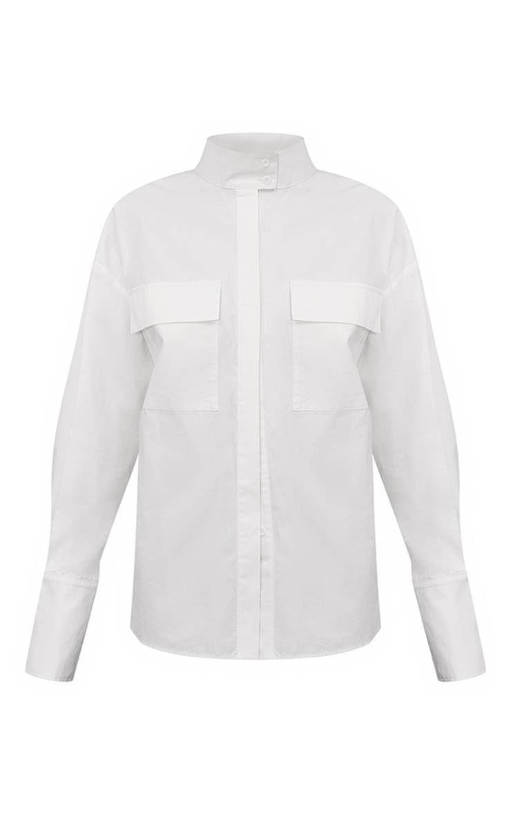 Blanc Chemise Oversize En Coton Avec Poches Détaillées