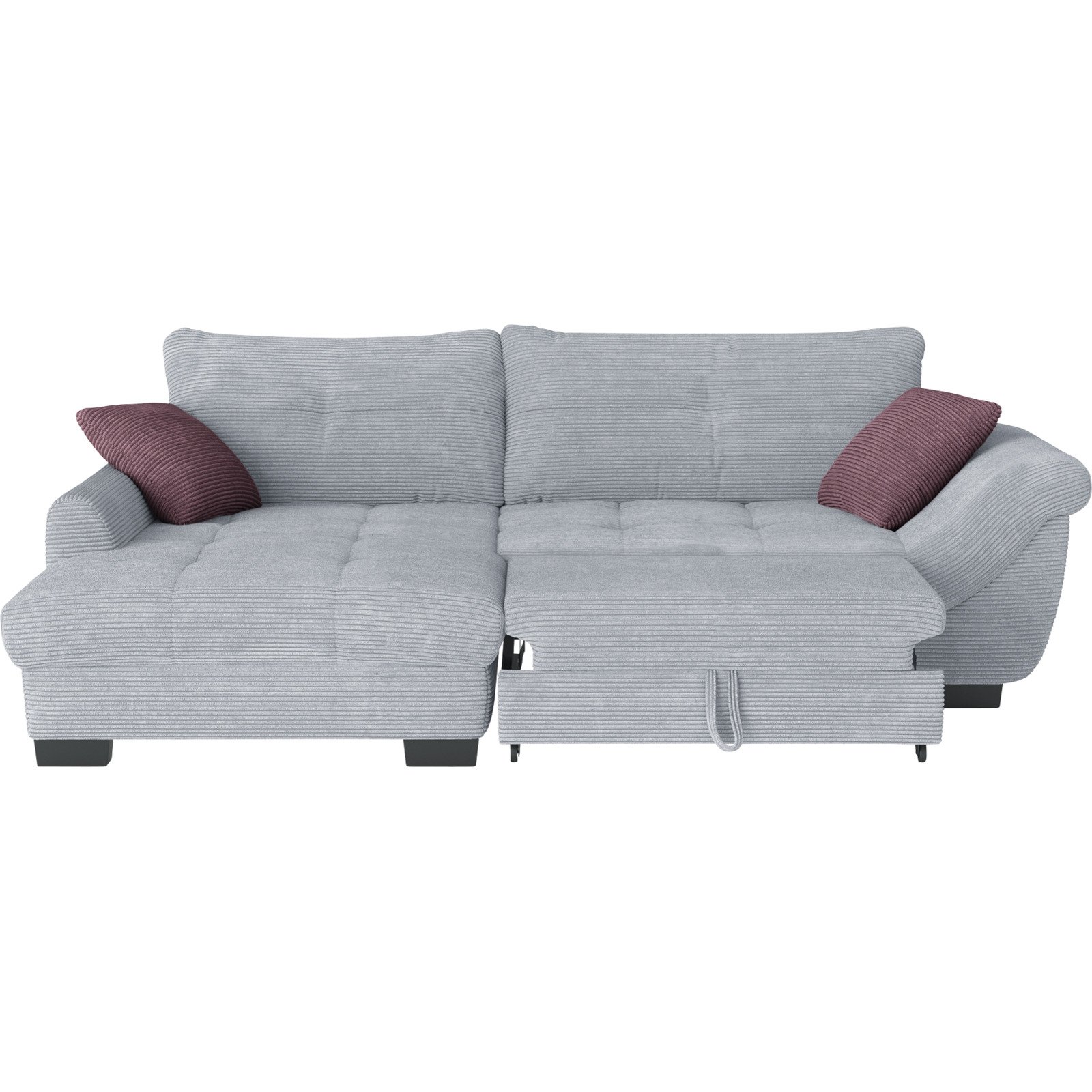 Ecksofa Desiree, Cordstoff grau, Recamière links