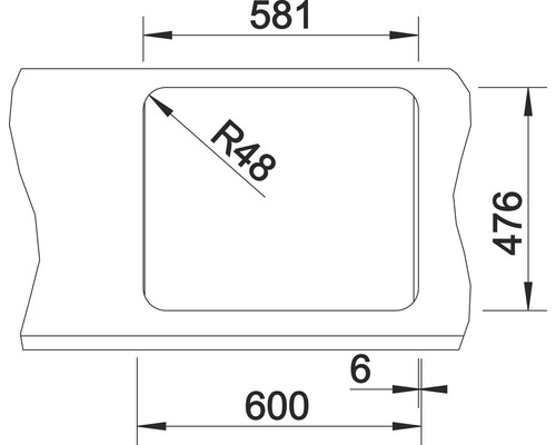 Blanco LANTOS 6-IF spoelbak, 593 x 488 mm, roestvrij staal, geborstelde afwerking, 516676