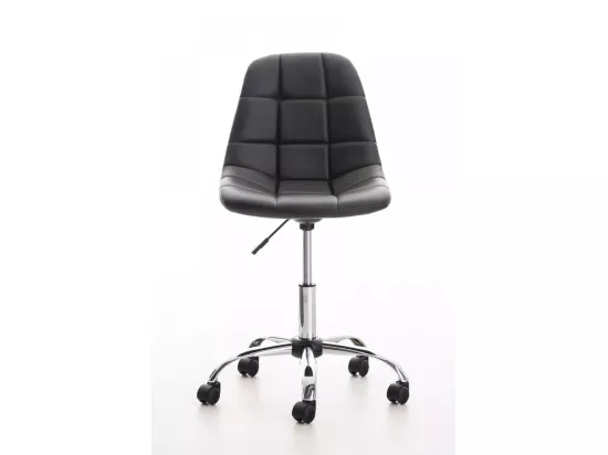Chaise de bureau - Similicuir & Métal chromé - Noir - Emil