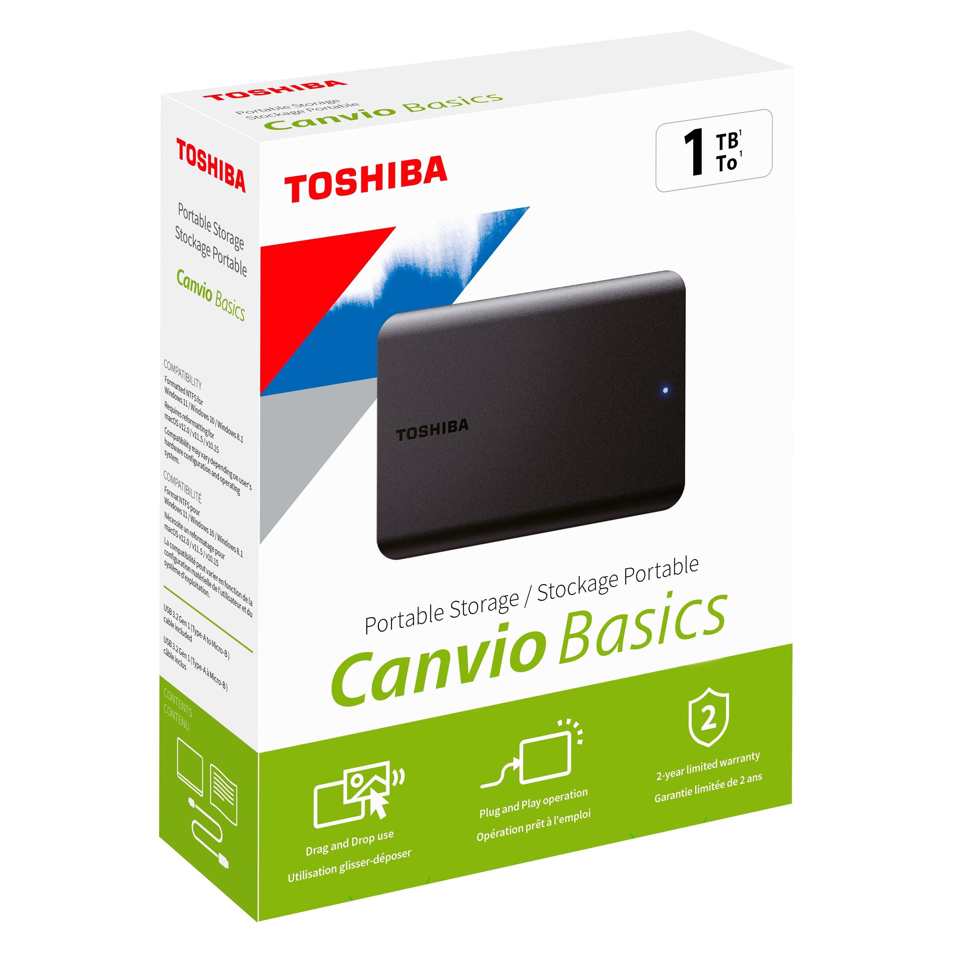 Toshiba Canvio Basics Ekstern harddisk 1 TB