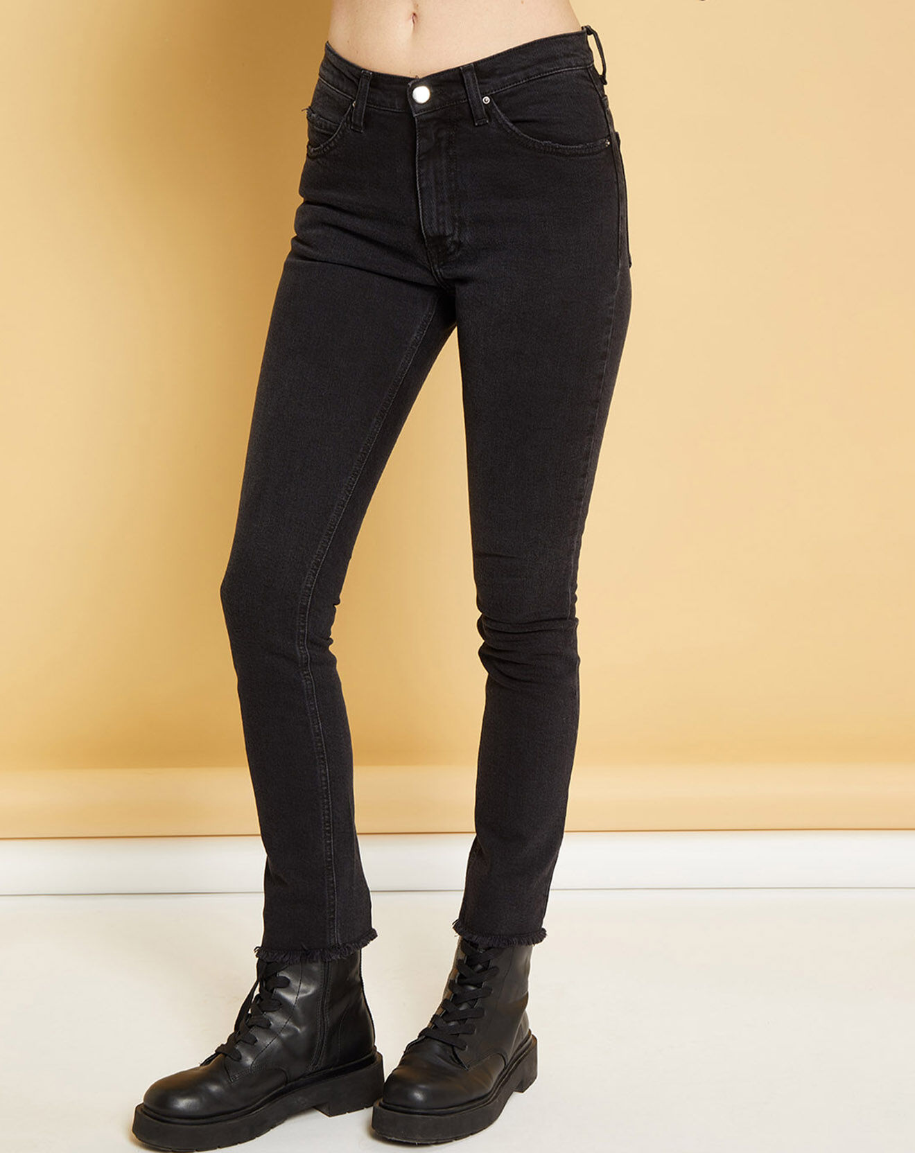 Acquaverde Jean droit Chiara noir vintage