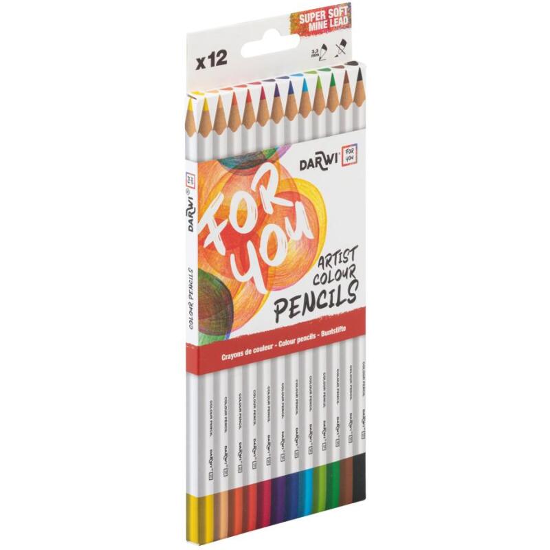 Darwi For You boite de 12 crayons de couleur standards - Assortiment
